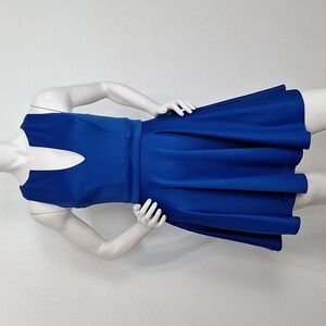 B Darlin Juniors Sapphire Hoco Party Plunging Neckline Skater Mini Dress Sz.1/2